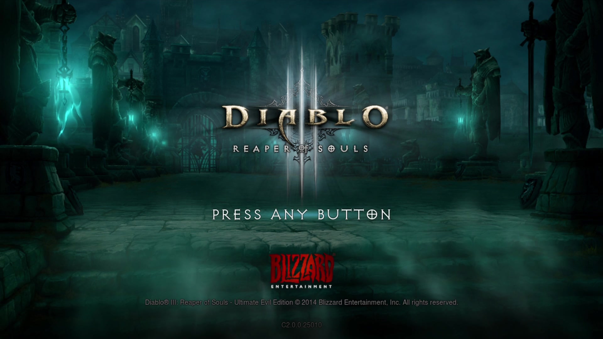 Diablo III: Reaper of Souls title screen for Xbox 360